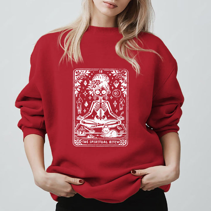 Olivenorma"THE SPIRITUAL BITCH"Tarot Spiritual Skeleton Sweatshirt  - image 16