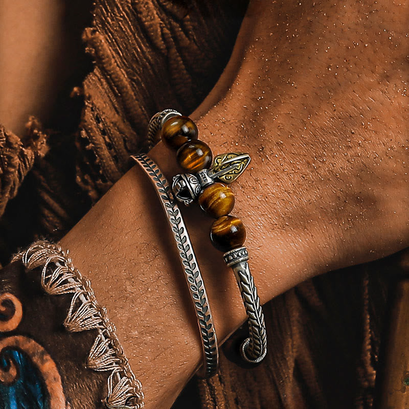 Olivenorma Blade Tiger Eye&Gold Obsidian Beaded Bracelet - image 3