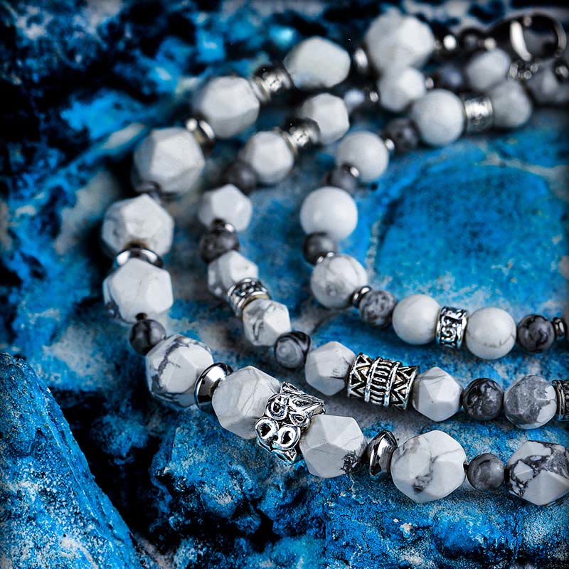Olivenorma Howlite&Map Agate Multi Wrap Beaded Bracelet - image 2