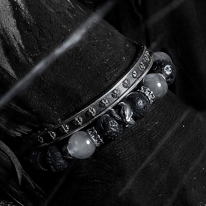 Olivenorma Obsidian&Lava Stone Beaded Bracelet - image 4