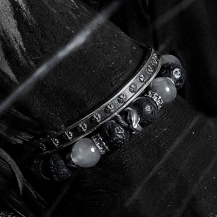 Olivenorma Obsidian&Lava Stone Beaded Bracelet - image 4
