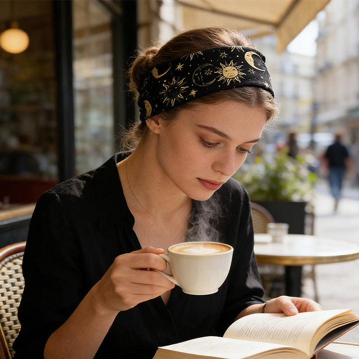 Olivenorma Boho Sun & Moon Printed Adjustable Yoga Headband - image 3