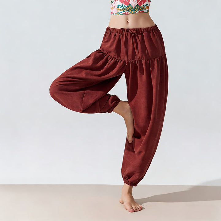 Olivenorma Plain Color Relaxed Fit Drawstring Yoga Pants - image 0