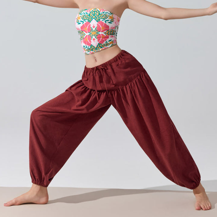 Olivenorma Plain Color Relaxed Fit Drawstring Yoga Pants - image 2