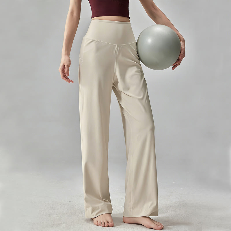 Olivenorma Plain Color High-Waist  Soft Drape Yoga Pants - Apricot - 5XL - image 0