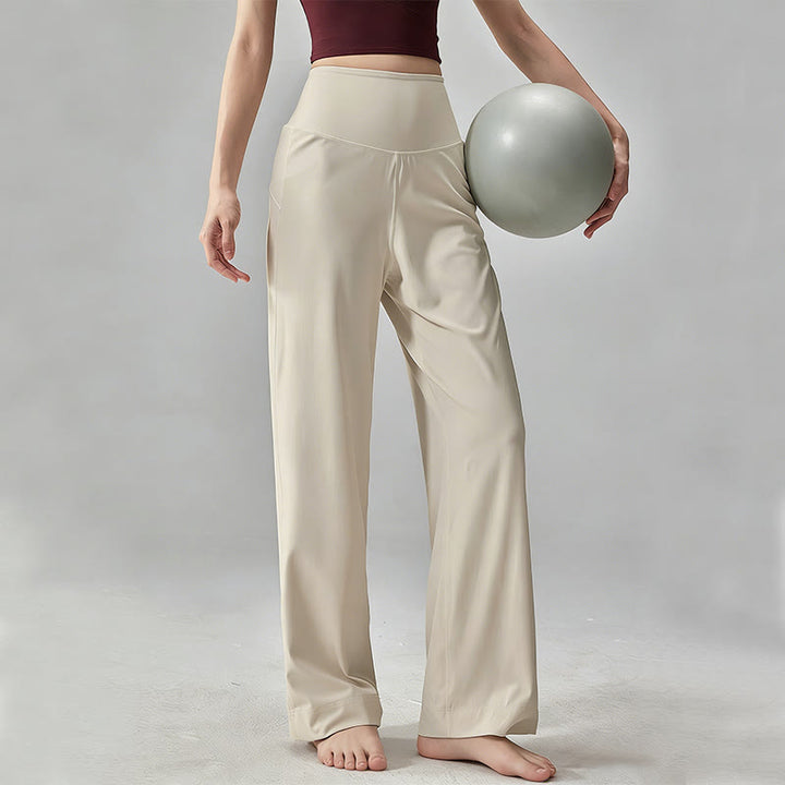 Olivenorma Plain Color High-Waist  Soft Drape Yoga Pants - Apricot - 5XL - image 0