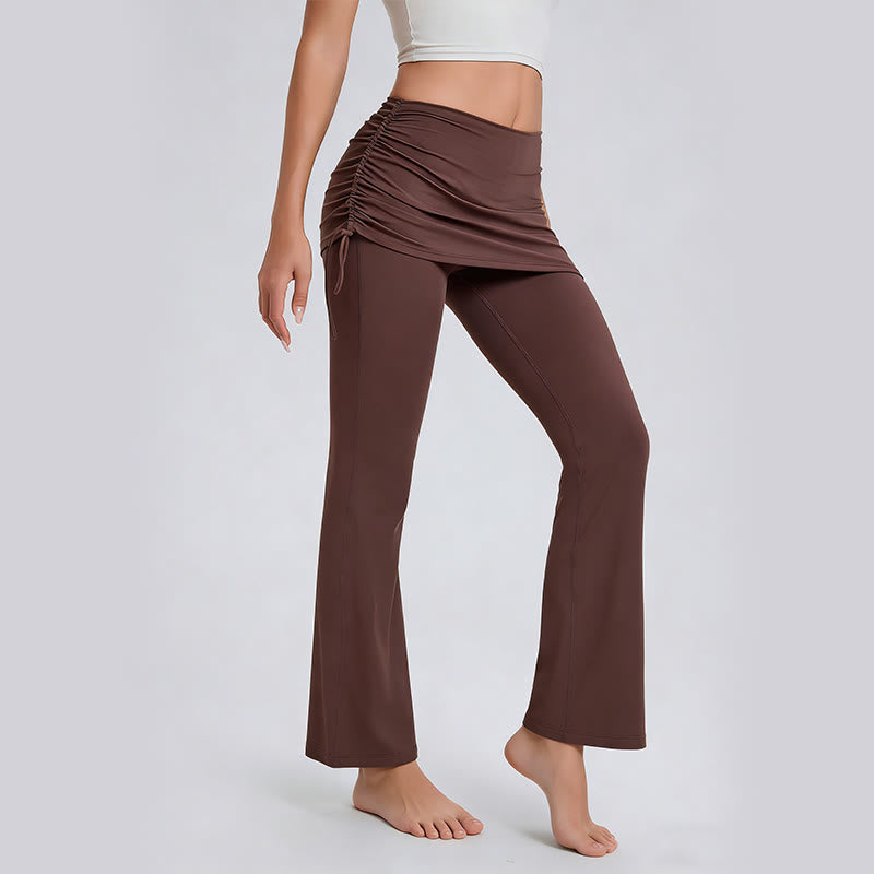 Olivenorma Plain Color Low-Waist Flare Workout Women's Yoga Pants - Brown - XL - image 0
