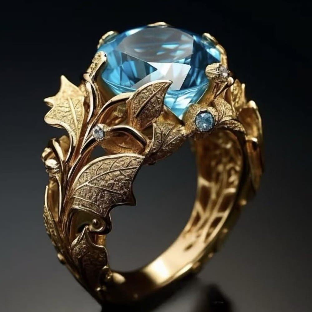 FREE Today: Vintage Blue Crystal Leaf Ring - US 10 - image 0