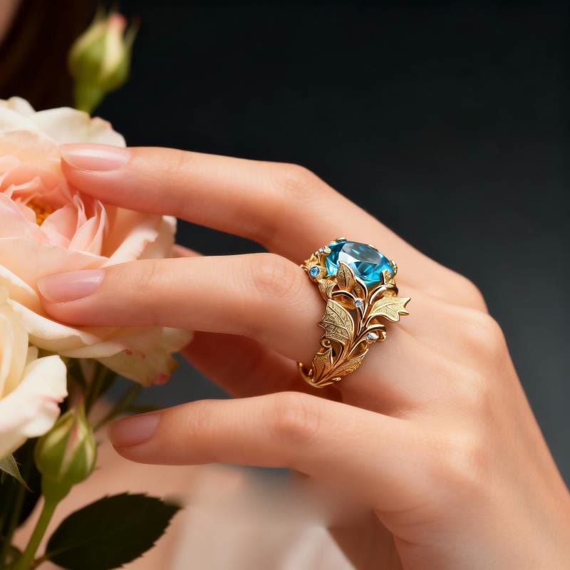 FREE Today: Vintage Blue Crystal Leaf Ring - image 1