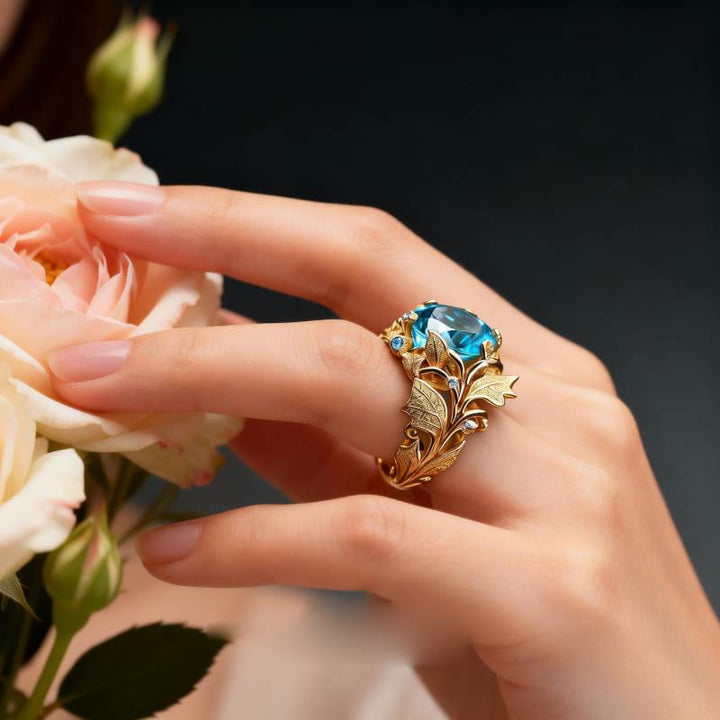 FREE Today: Vintage Blue Crystal Leaf Ring - image 1