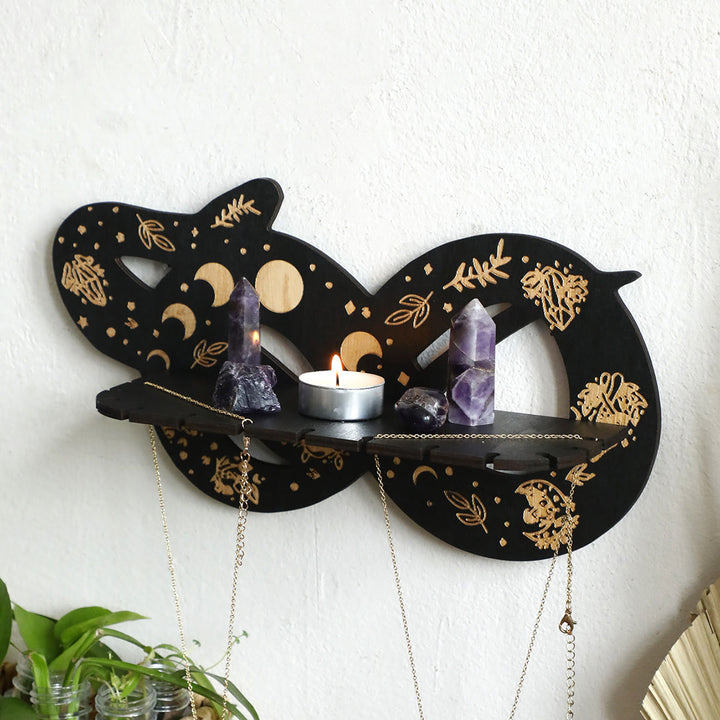 Olivenorma Wooden Sun&Moon Serpent Crystal Shelf - Sun&Moon Serpent - image 1