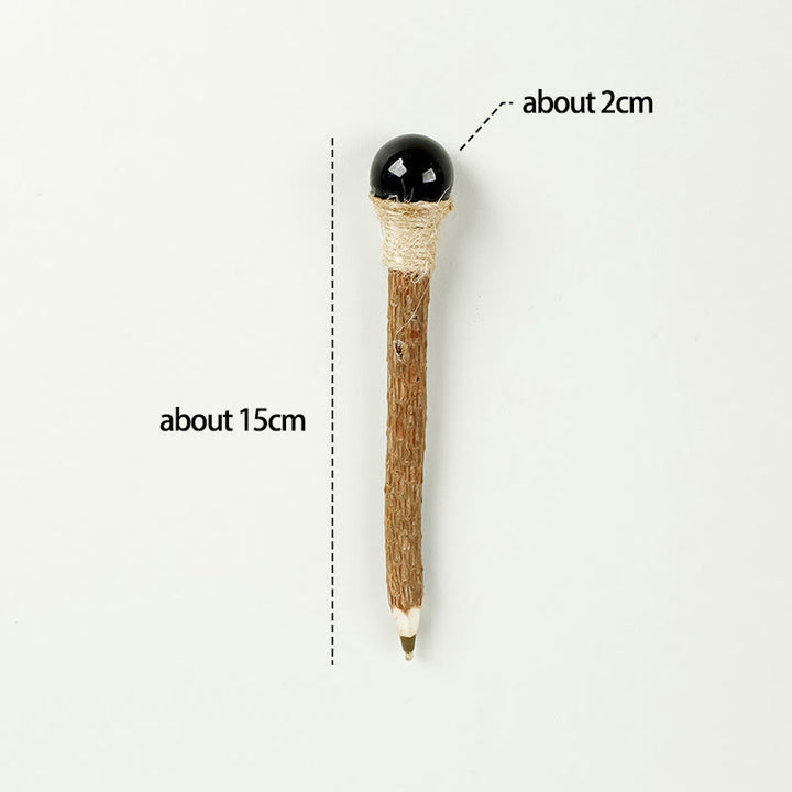 Olivenorma Natural Gemstone Wooden Ballpoint Pen Crystal Wands - Obsidian-Crystal Ball - image 32