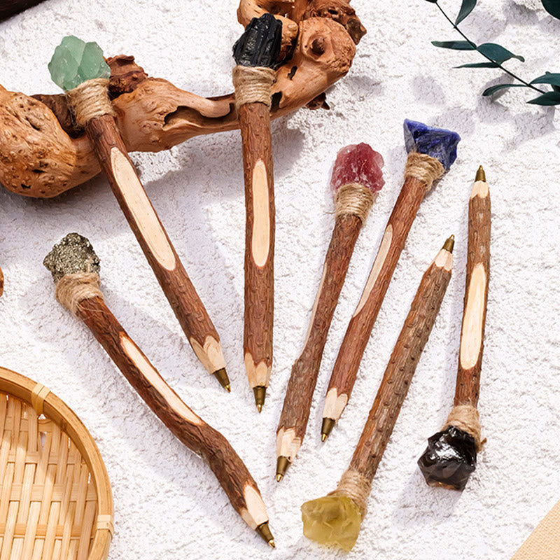 Olivenorma Natural Gemstone Wooden Ballpoint Pen Crystal Wands - image 45