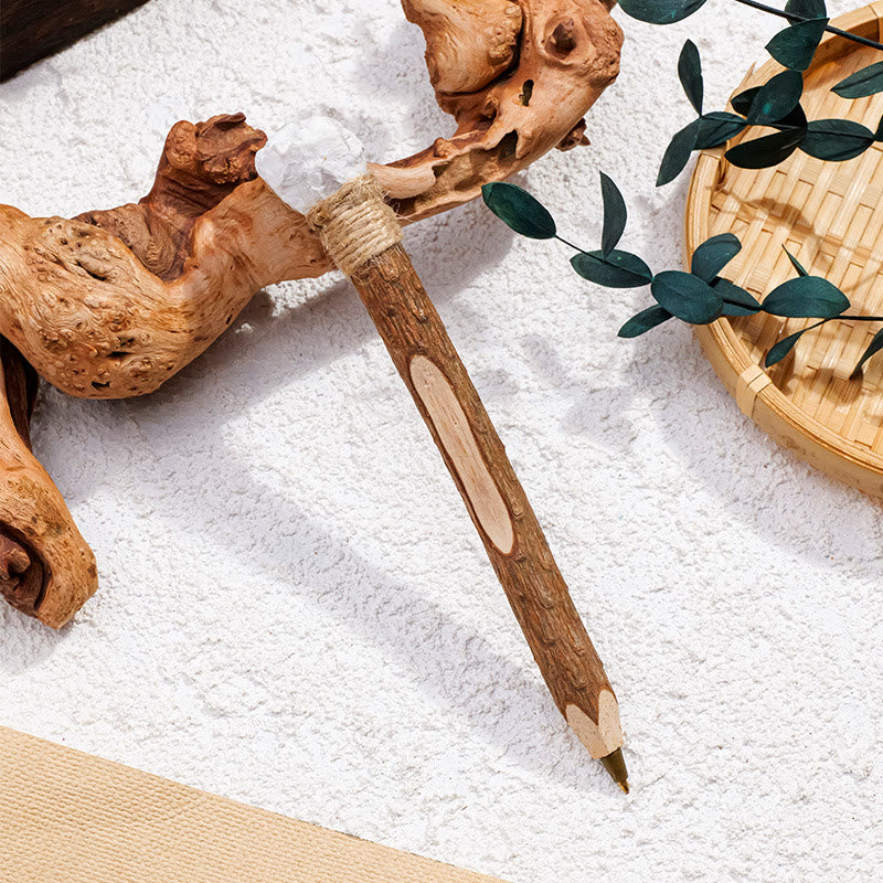 Olivenorma Natural Gemstone Wooden Ballpoint Pen Crystal Wands - White Pine Stone - image 9