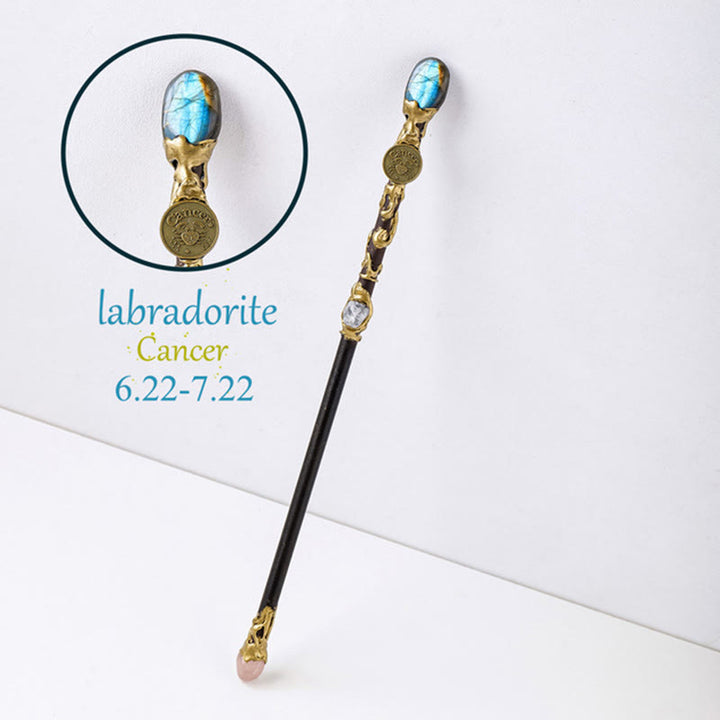 Olivenorma Natural Gemstone Zodiac 12 Constellation Crystal Wand / Scepter - Labradorite-Cancer - image 12