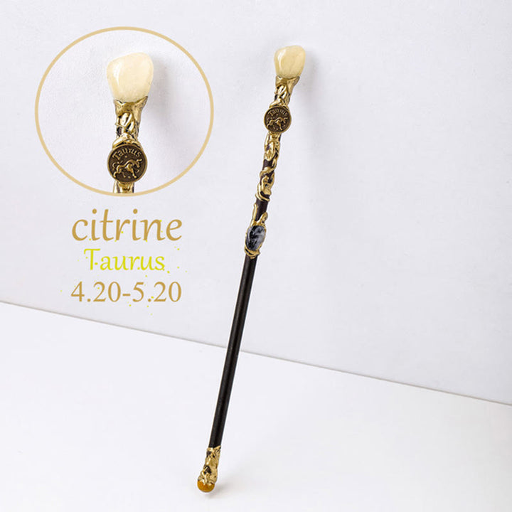Olivenorma Natural Gemstone Zodiac 12 Constellation Crystal Wand / Scepter - Citrine-Taurus - image 9