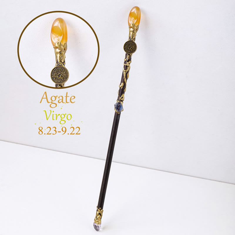 Olivenorma Natural Gemstone Zodiac 12 Constellation Crystal Wand / Scepter - Agate-Virgo - image 16