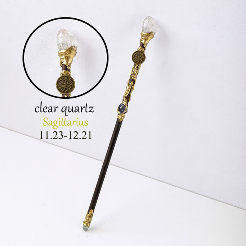 Olivenorma Natural Gemstone Zodiac 12 Constellation Crystal Wand / Scepter - Clear Quartz-Sagittarius - image 19