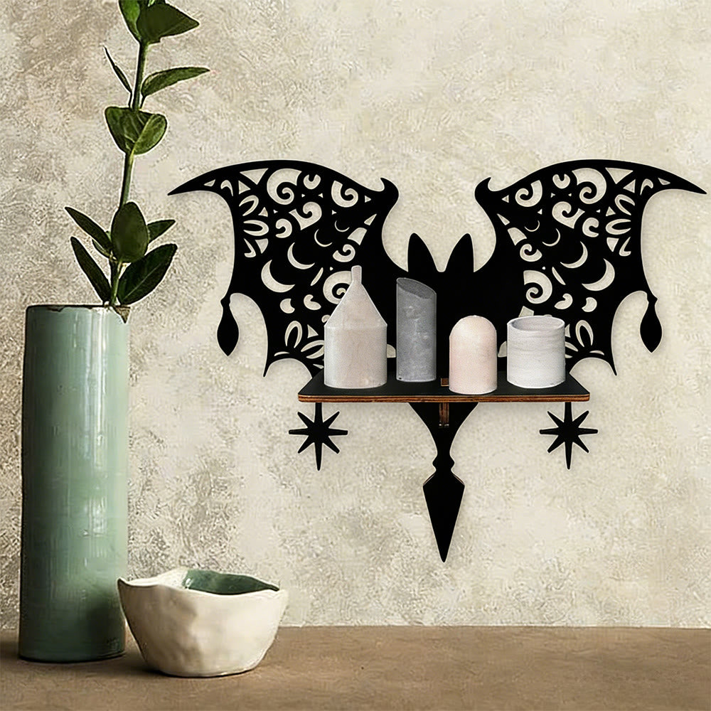 Olivenorma Wooden Boho Black Crystal Shelf - C/Bat - image 4