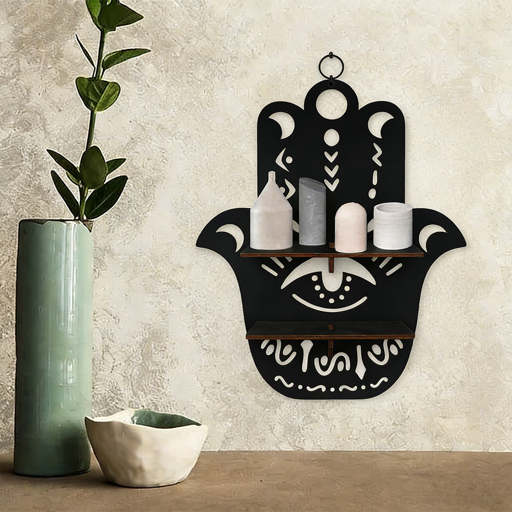 Olivenorma Wooden Boho Black Crystal Shelf - E/Hamsa - image 6