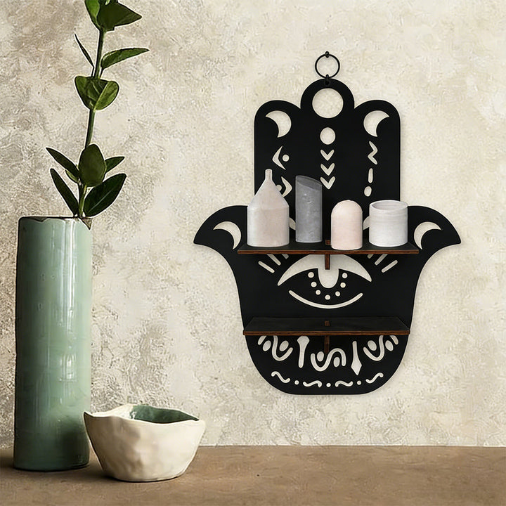 Olivenorma Wooden Boho Black Crystal Shelf - E/Hamsa - image 6