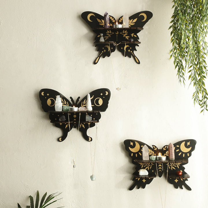 Olivenorma Wooden Moon&Star Butterfly Crystal Shelf - image 0