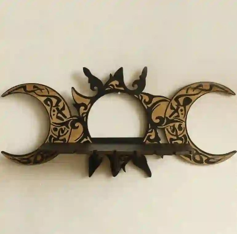 Olivenorma Wooden Sun&Double Crescent Moons Crystal Shelf - image 3