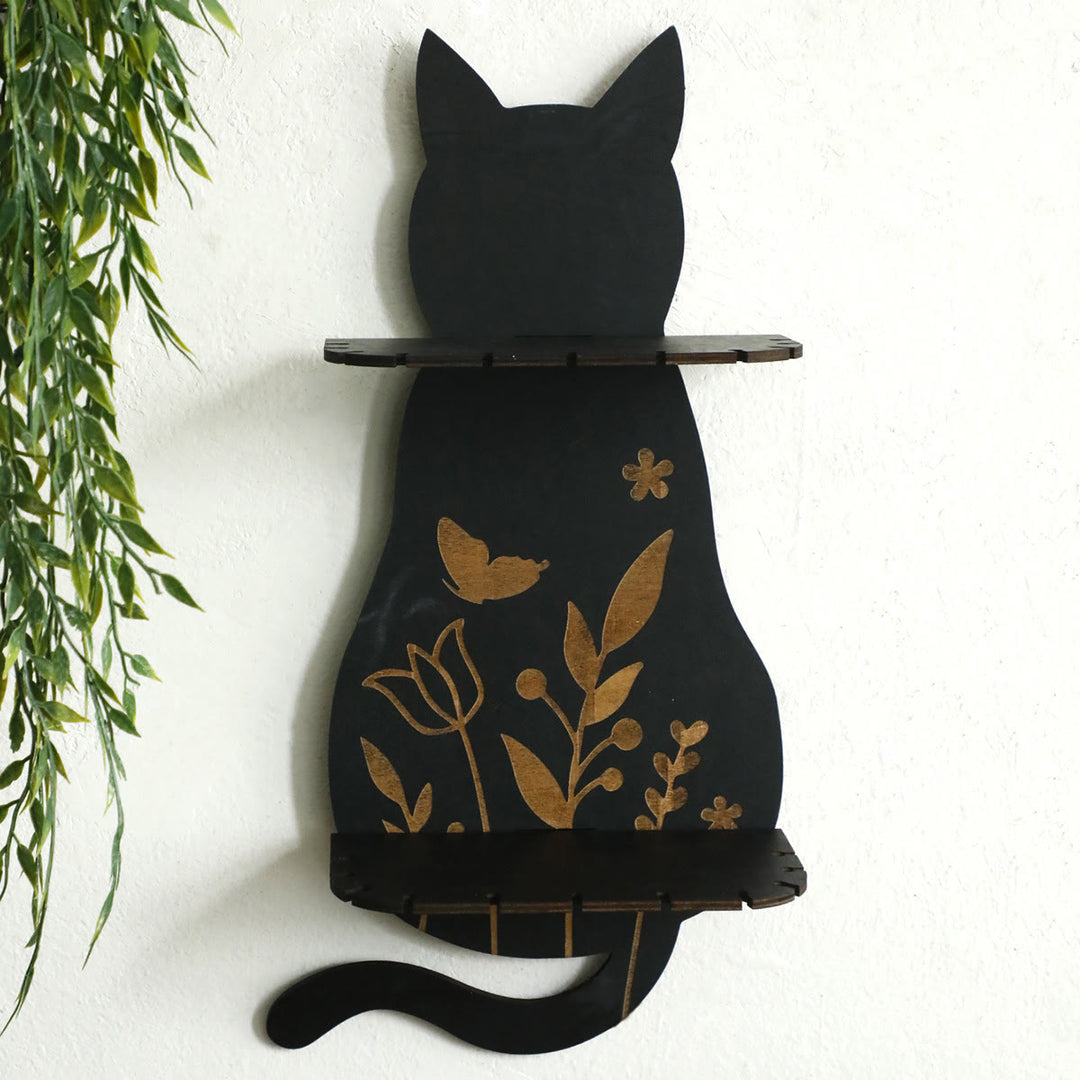 Olivenorma Wooden Gothic Cat Double Layer Crystal Shelf - image 2