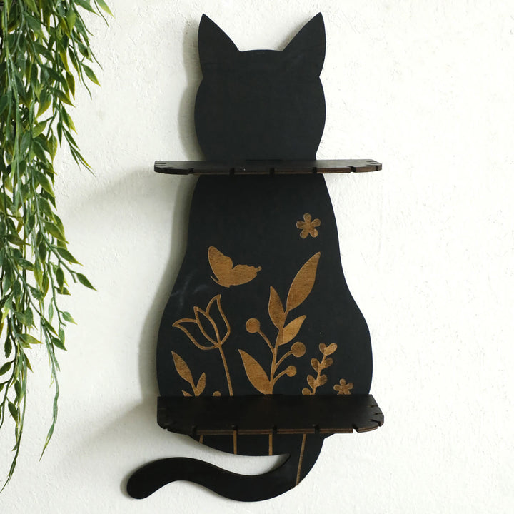 Olivenorma Wooden Gothic Cat Double Layer Crystal Shelf - image 2