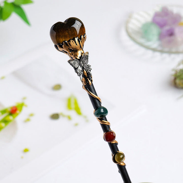 Olivenorma Natural Gemstone Heart Star Magic Crystal Wands - Tiger Eye-Love Heart Style - image 7