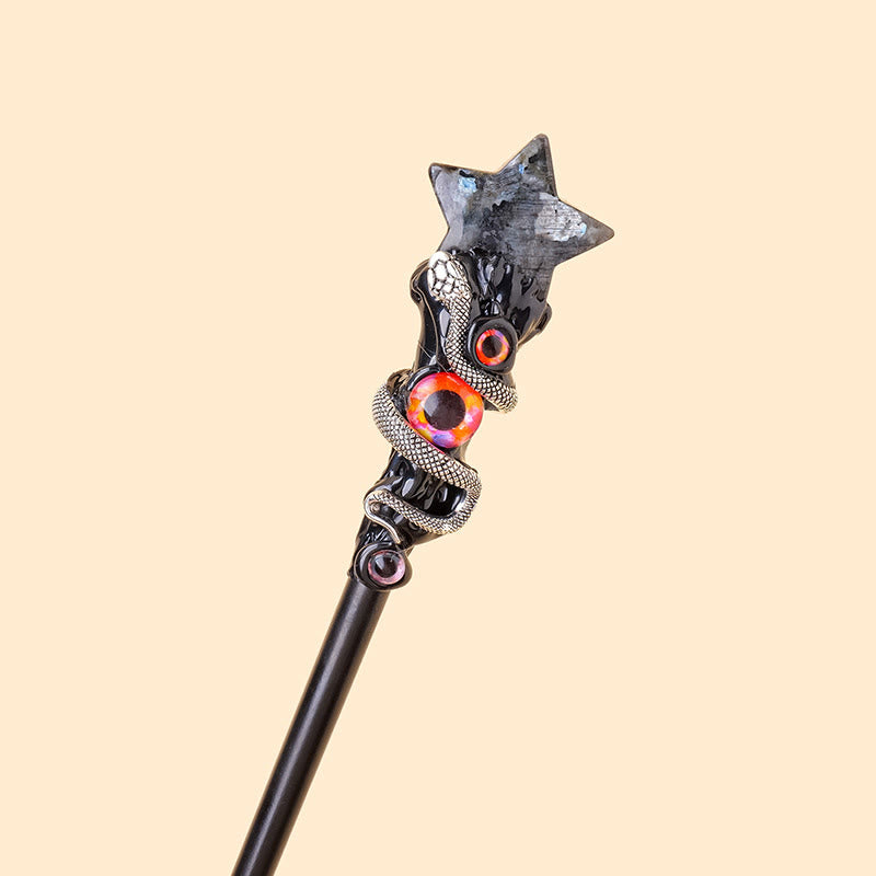 Olivenorma Natural Gemstone Evil Eye Magic Crystal Wands - Black Quartz Rutilated-Star Style - image 5