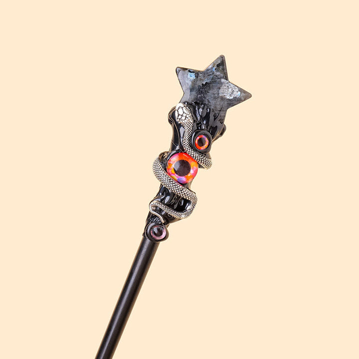 Olivenorma Natural Gemstone Evil Eye Magic Crystal Wands - Black Quartz Rutilated-Star Style - image 5