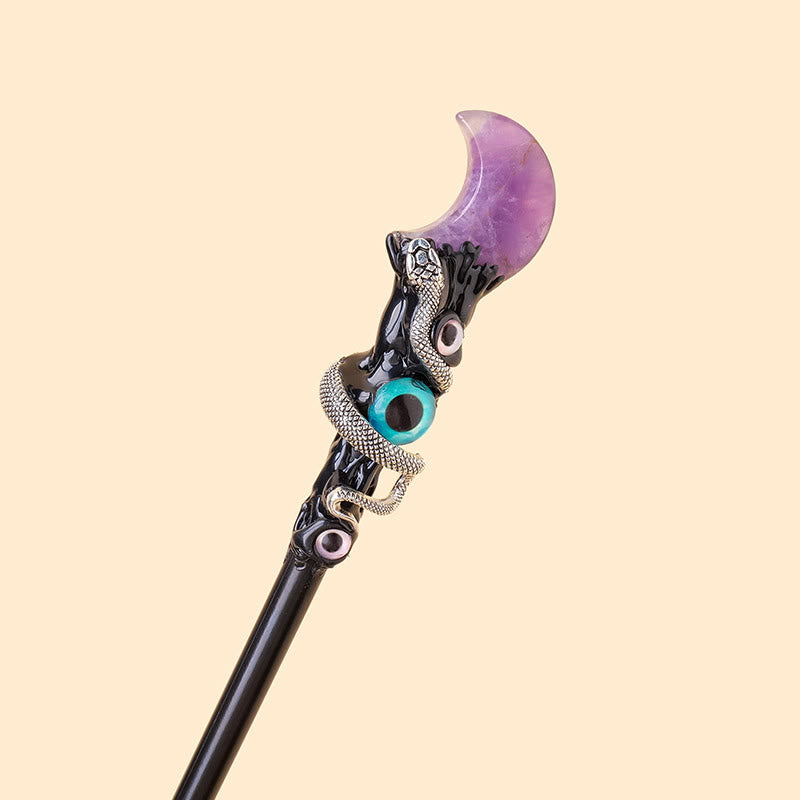 Olivenorma Natural Gemstone Evil Eye Magic Crystal Wands - Amethyst-Moon Style - image 25