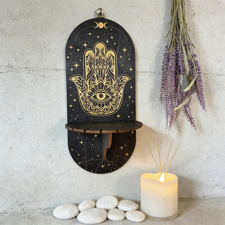 Olivenorma Wooden Boho Black oval-shaped Crystal Shelf - image 17