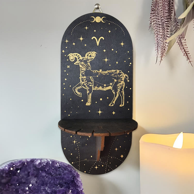 Olivenorma Wooden Boho Black oval-shaped Crystal Shelf - Taurus - image 8