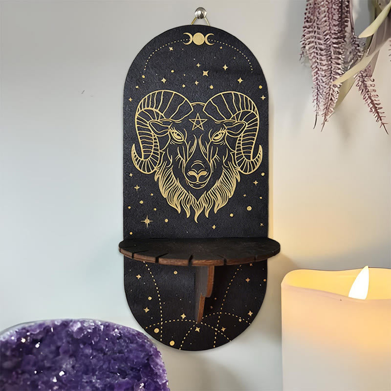 Olivenorma Wooden Boho Black oval-shaped Crystal Shelf - Baphomet - image 14