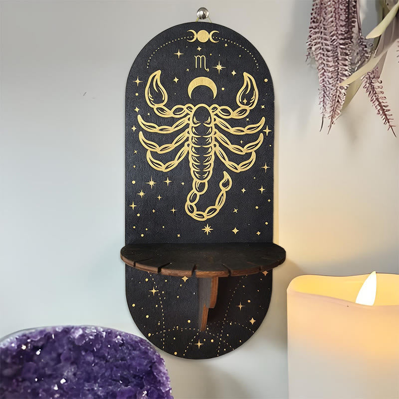 Olivenorma Wooden Boho Black oval-shaped Crystal Shelf - Scorpio - image 4