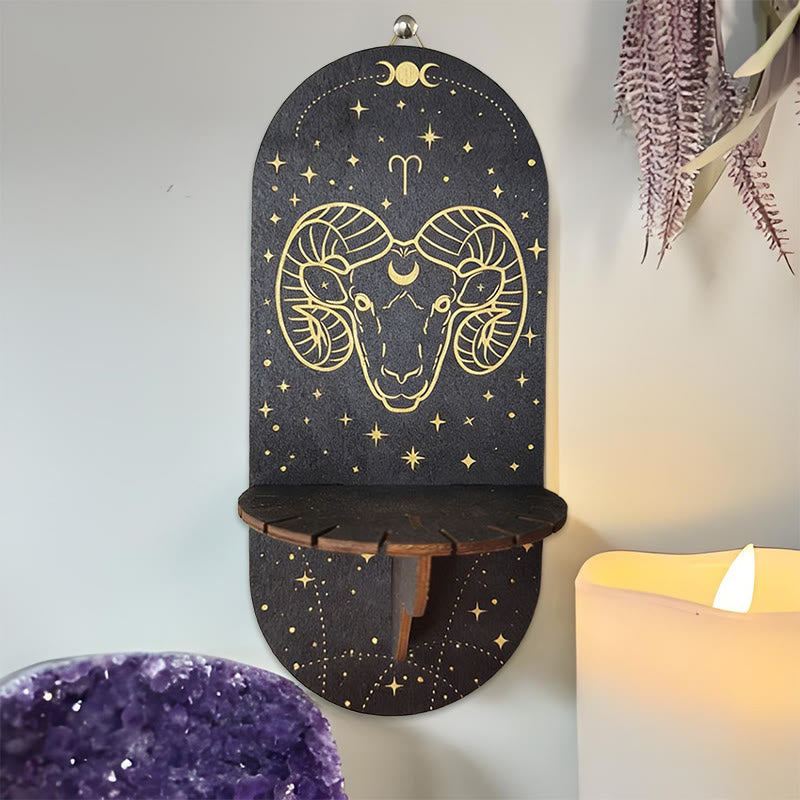 Olivenorma Wooden Boho Black oval-shaped Crystal Shelf - Aries - image 3