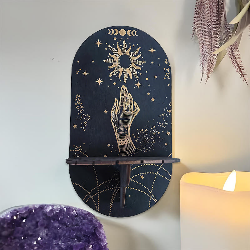 Olivenorma Wooden Boho Black oval-shaped Crystal Shelf - Sun & Star - image 15