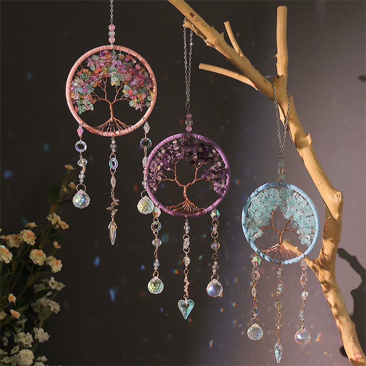 Olivenorma Handmade Crystal Chips Tree of Life Suncatcher Wind Chime - image 0