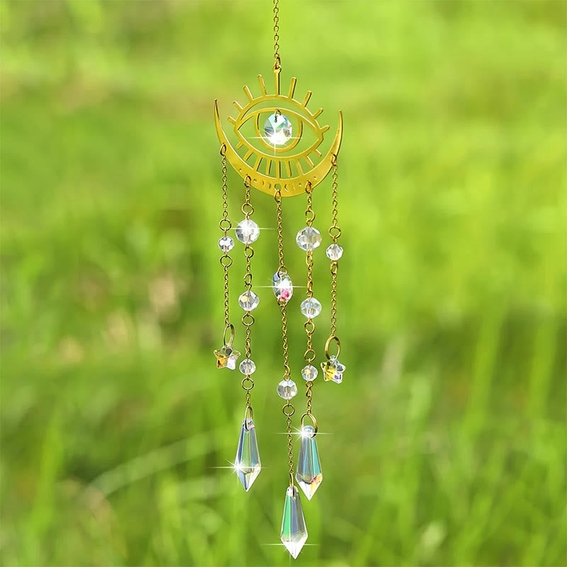 Olivenorma Golden Flame Moon Crystal Eye & Sun Suncatcher Wind Chime - image 4