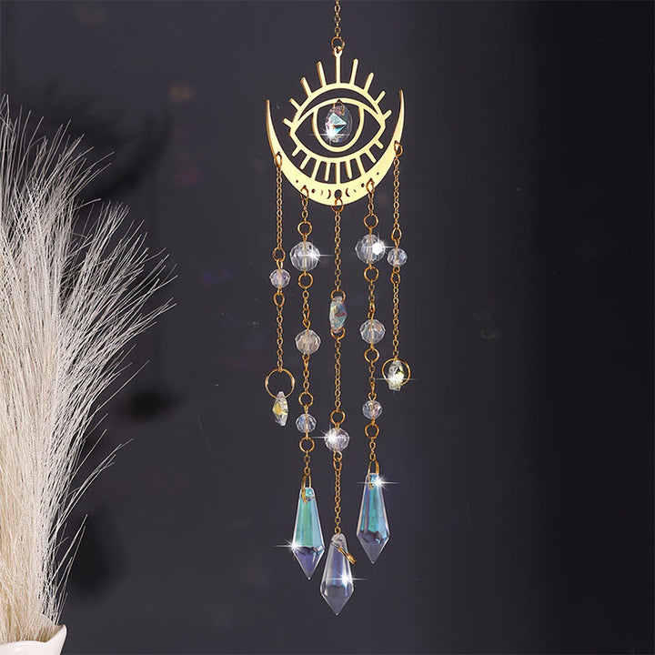 Olivenorma Golden Flame Moon Crystal Eye & Sun Suncatcher Wind Chime - Eye - image 0