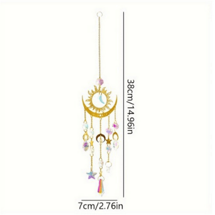 Olivenorma Golden Flame Moon Crystal Eye & Sun Suncatcher Wind Chime - image 7