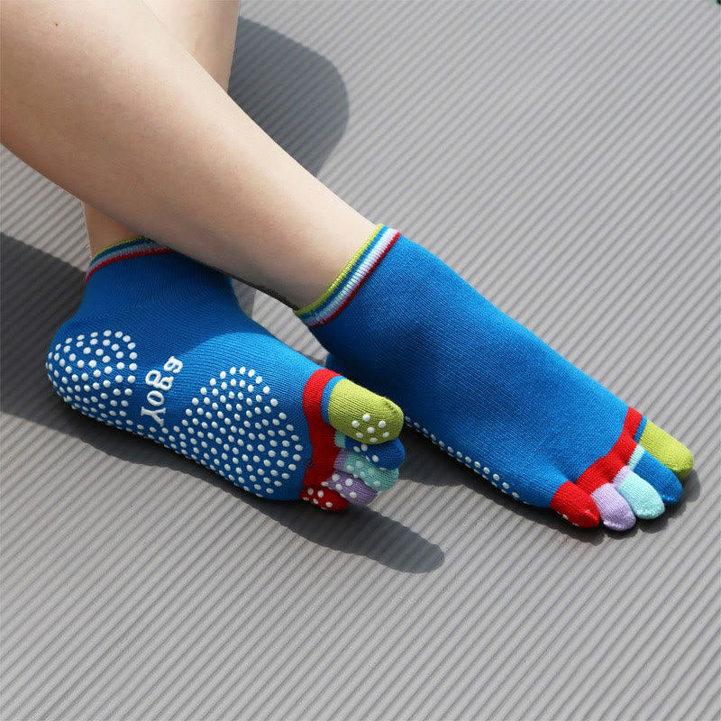 Olivenorma Non-Slip Grip Toe Separation Pilates Workout Socks with Lightweight Breathable Comfort Five-Toe Ankle Yoga Socks - Full Coverage&Blue - 10 Pairs - image 1