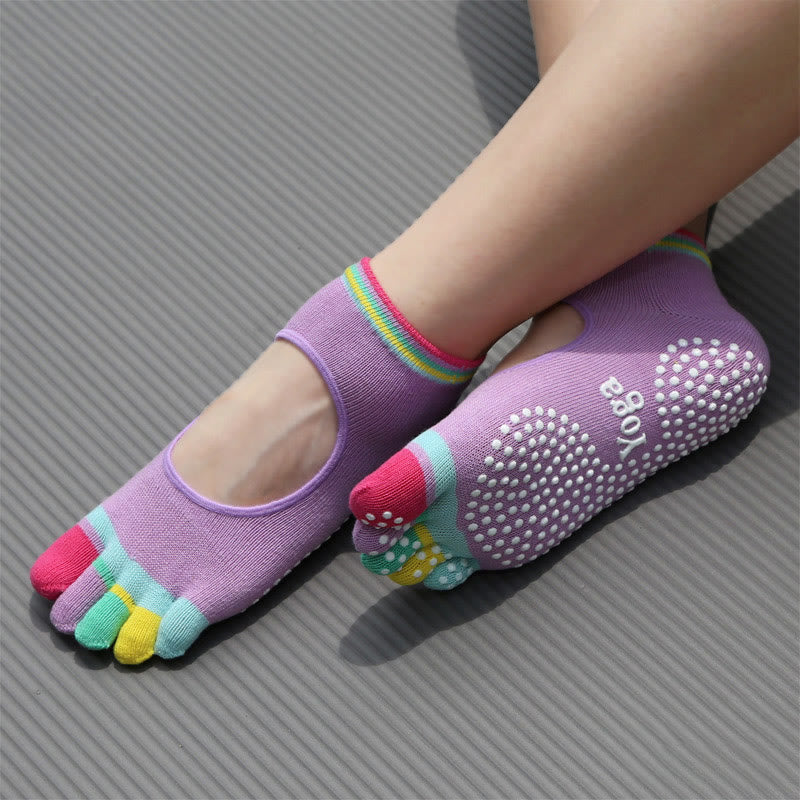 Olivenorma Non-Slip Grip Toe Separation Pilates Workout Socks with Lightweight Breathable Comfort Five-Toe Ankle Yoga Socks - Backless&Purple - 10 Pairs - image 13