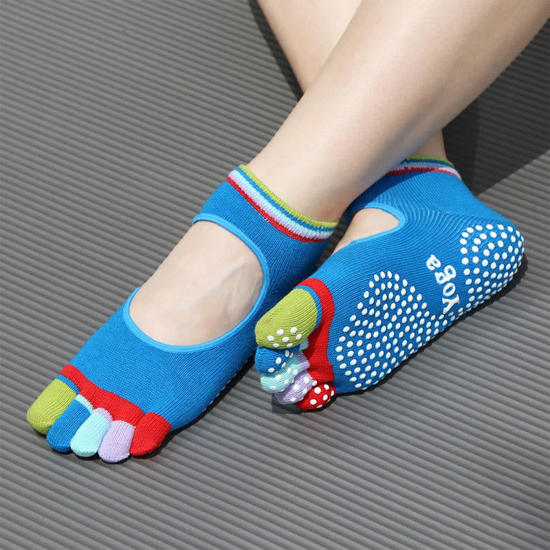 Olivenorma Non-Slip Grip Toe Separation Pilates Workout Socks with Lightweight Breathable Comfort Five-Toe Ankle Yoga Socks - Backless&Blue - 10 Pairs - image 10