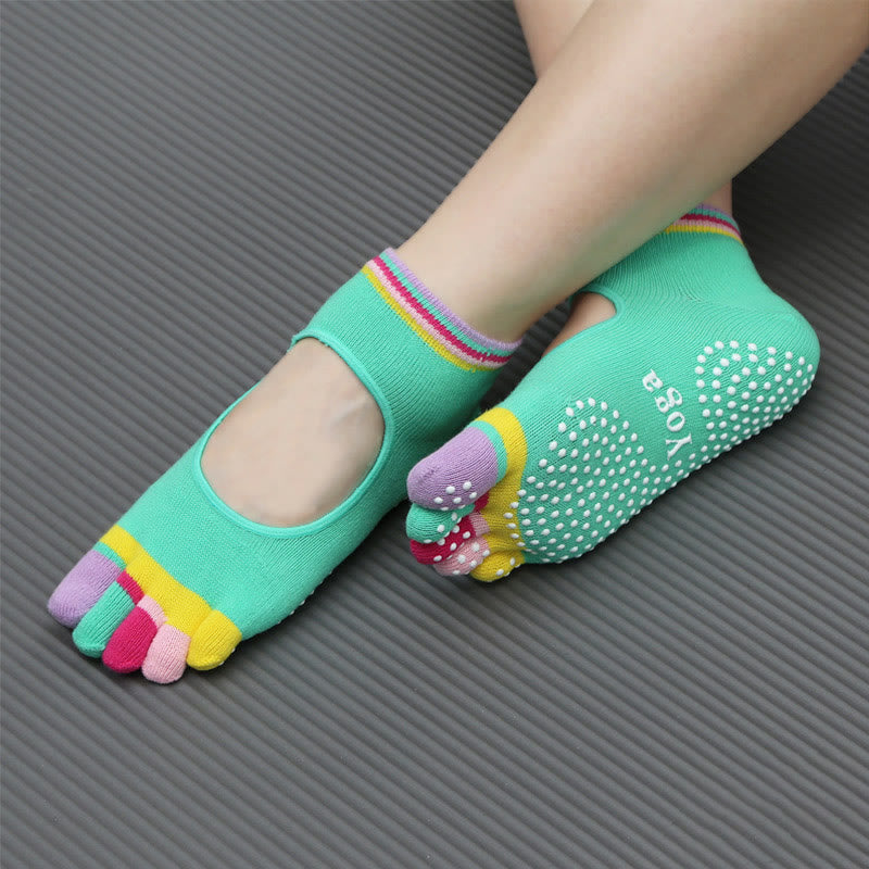 Olivenorma Non-Slip Grip Toe Separation Pilates Workout Socks with Lightweight Breathable Comfort Five-Toe Ankle Yoga Socks - Backless&Green - 10 Pairs - image 14