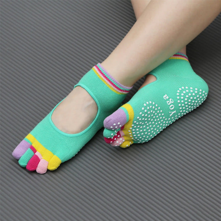 Olivenorma Non-Slip Grip Toe Separation Pilates Workout Socks with Lightweight Breathable Comfort Five-Toe Ankle Yoga Socks - Backless&Green - 10 Pairs - image 14