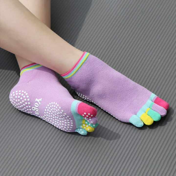 Olivenorma Non-Slip Grip Toe Separation Pilates Workout Socks with Lightweight Breathable Comfort Five-Toe Ankle Yoga Socks - Full Coverage&Purple - 10 Pairs - image 5