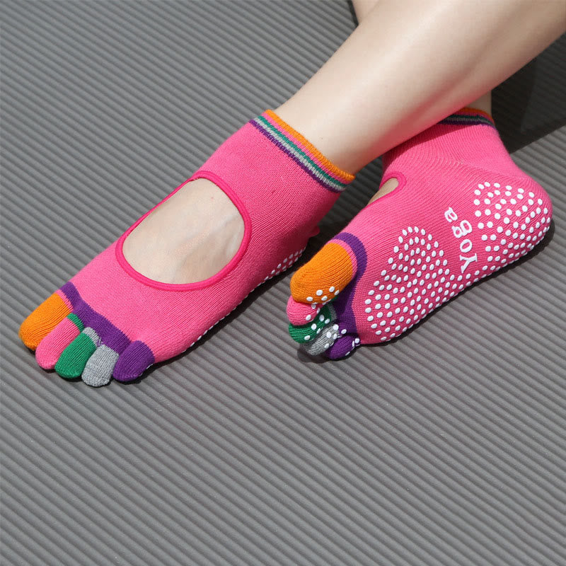 Olivenorma Non-Slip Grip Toe Separation Pilates Workout Socks with Lightweight Breathable Comfort Five-Toe Ankle Yoga Socks - Backless&Pink - 10 Pairs - image 12